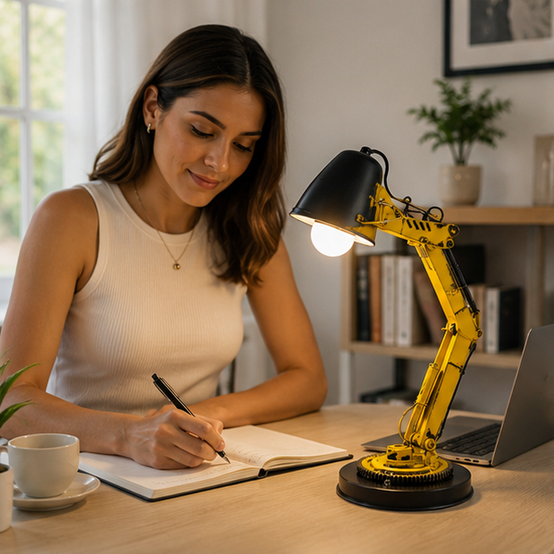Excavator LED Table Lamp - Creative Construction Vehicle Desk Light for Kids Bedrooms, Reading and Unique Decor