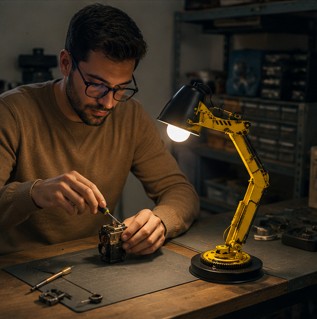Excavator LED Table Lamp - Creative Construction Vehicle Desk Light for Kids Bedrooms, Reading and Unique Decor