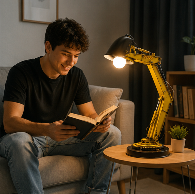 Excavator LED Table Lamp - Creative Construction Vehicle Desk Light for Kids Bedrooms, Reading and Unique Decor