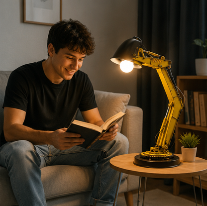 Excavator LED Table Lamp - Creative Construction Vehicle Desk Light for Kids Bedrooms, Reading and Unique Decor
