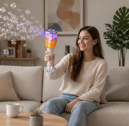 LED Bubble Gun Machine - Automatic Soap Bubble Blaster Toy for Outdoor Play, Birthday Parties and Summer Fun Activities
