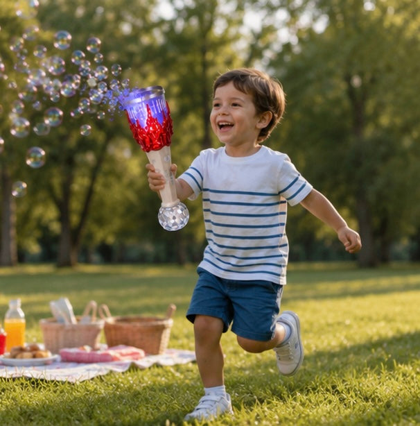 LED Bubble Gun Machine - Automatic Soap Bubble Blaster Toy for Outdoor Play, Birthday Parties and Summer Fun Activities