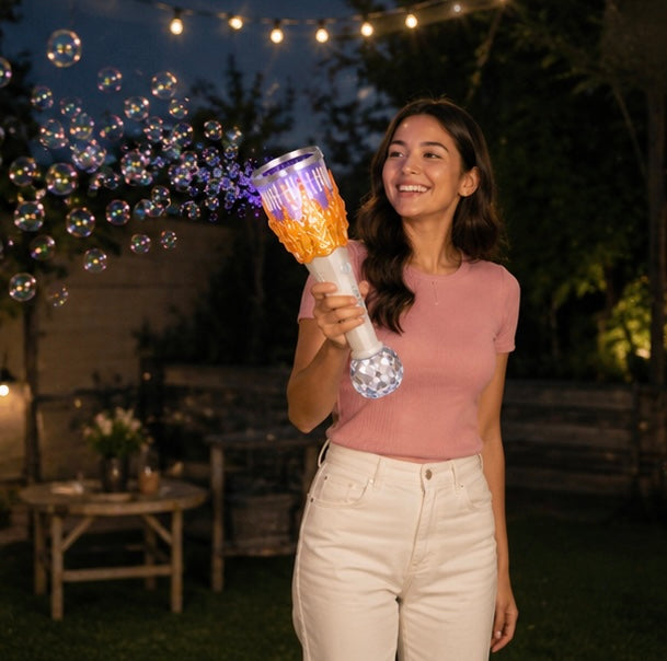 LED Bubble Gun Machine - Automatic Soap Bubble Blaster Toy for Outdoor Play, Birthday Parties and Summer Fun Activities