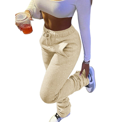 Winter Sweatpants, Thick Fleece Jogger Pants, Stacked Pants
