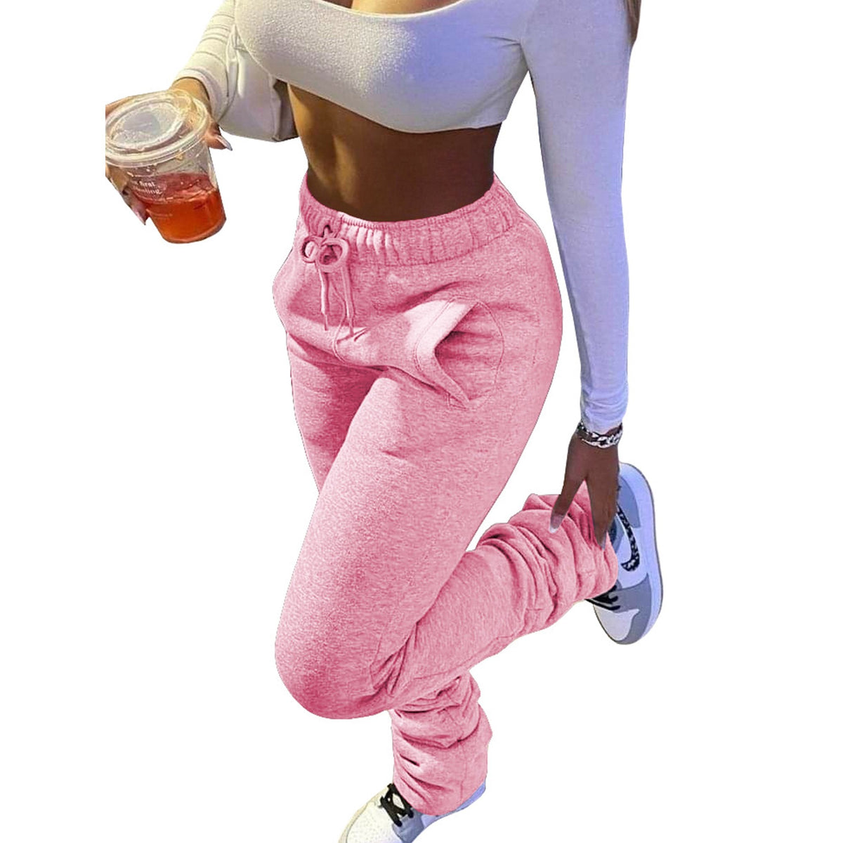 Winter Sweatpants, Thick Fleece Jogger Pants, Stacked Pants
