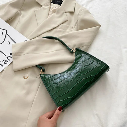 Fashion Alligator Pattern PU Leather Bag – Stylish Armpit Handbag for Women, Small Messenger Purse for Daily Essentials