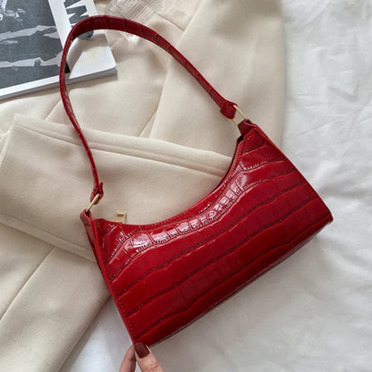 Fashion Alligator Pattern PU Leather Bag – Stylish Armpit Handbag for Women, Small Messenger Purse for Daily Essentials