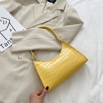 Fashion Alligator Pattern PU Leather Bag – Stylish Armpit Handbag for Women, Small Messenger Purse for Daily Essentials