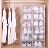 6pcs Clear Shoe Box Stackable Plastic Organizer