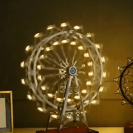 Rotatable Retro Ferris Wheel Decorative Table Lamp - 360° Rotational Lamp for Living Kid Room Desk Decor Stainless Steel Rotating Night Lighting