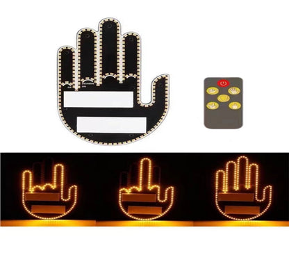 Funny Car Finger Light with Remote – Amber Middle Fingertip Gesture Brake Light Warning Sign for Road Rage, Novelty Auto Accessories, Night Driving Safety