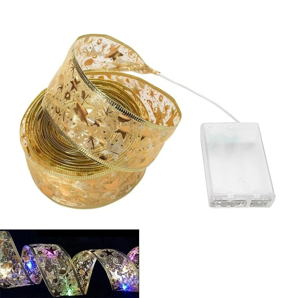 Christmas Ribbon Fairy String Lights – DIY Decorative Bow Lights for Christmas Trees, Holiday Home Decorating, Xmas and New Year Seasonal Ornament