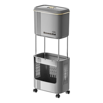 Movable Kitchen Trash Can with Lid – Double-Layer Narrow Storage Bin, Anti-Odor Design for Home and Recycling Use
