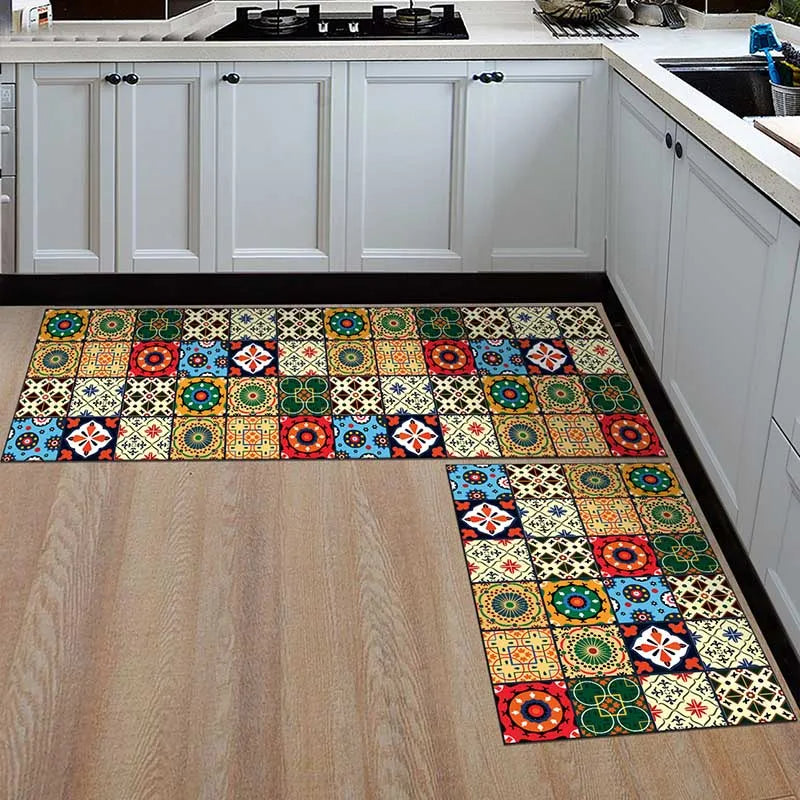 Non-Slip Kitchen Floor Mat & Runner – Printed Flannel with Dot-Grip Backing, 13 Prints