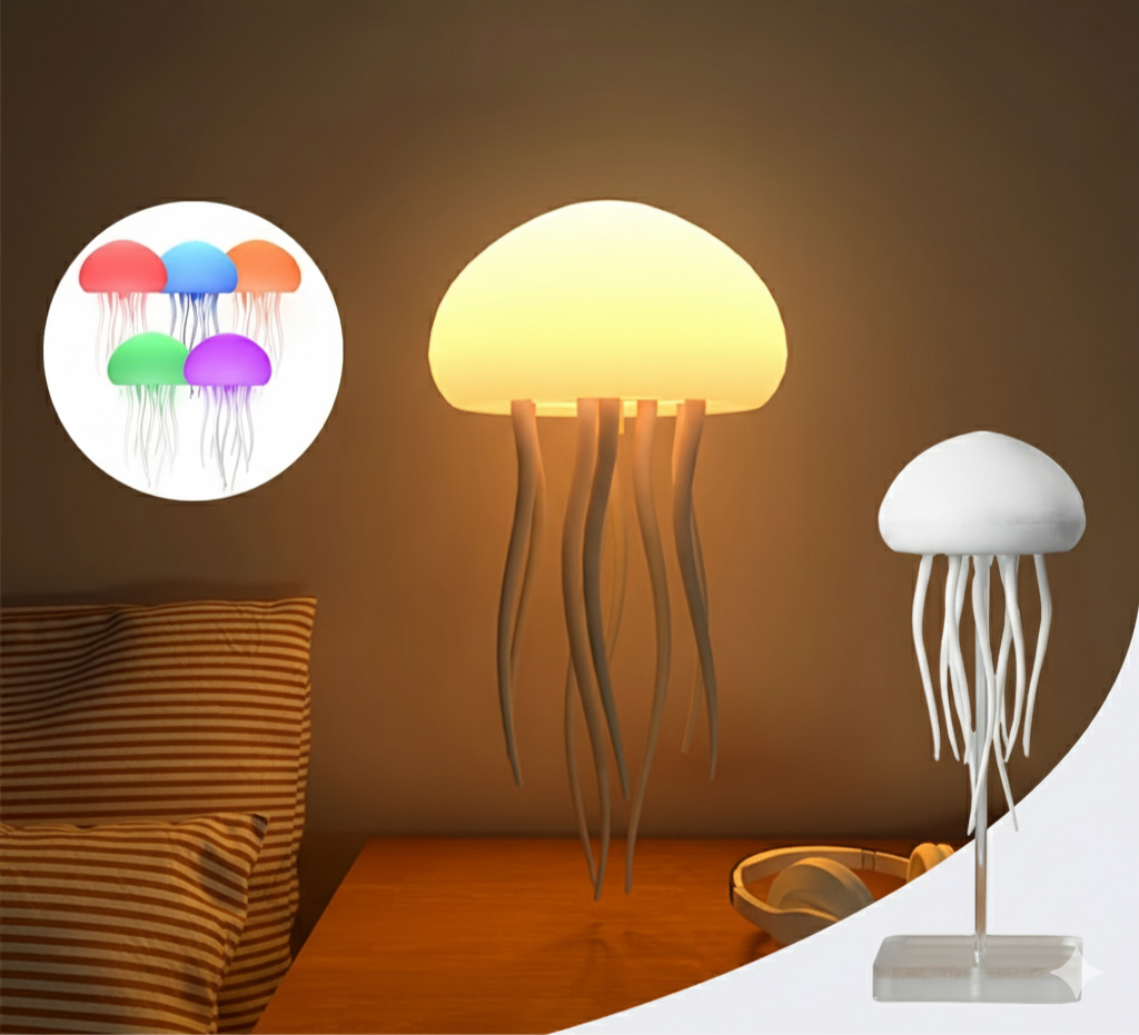 Rechargeable Color Changing Jellyfish Lamp – LED Ambient Table Night Light for Relaxation, Bedroom, and Creative Home Décor