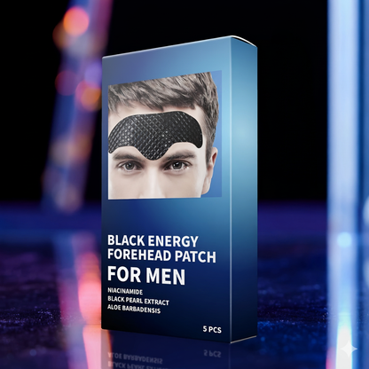 Black Energy Collagen Forehead Patches – 3-Box Set of Anti-Wrinkle Moisturizing Patches for Men, Deep Hydration and Revitalizing Skin Care