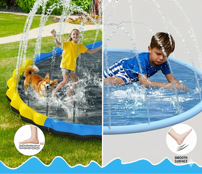 Heavy Duty Splash Pad with Sprinkler – Summer Outdoor Water Toy for Kids Ages 3-12 and Large Dogs