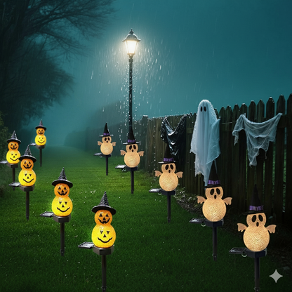 Halloween Solar Stake Light – 3D Pumpkin and Ghost Portable Pathway Lamp for Outdoor Garden, Lawn, and Patio Festive Decoration
