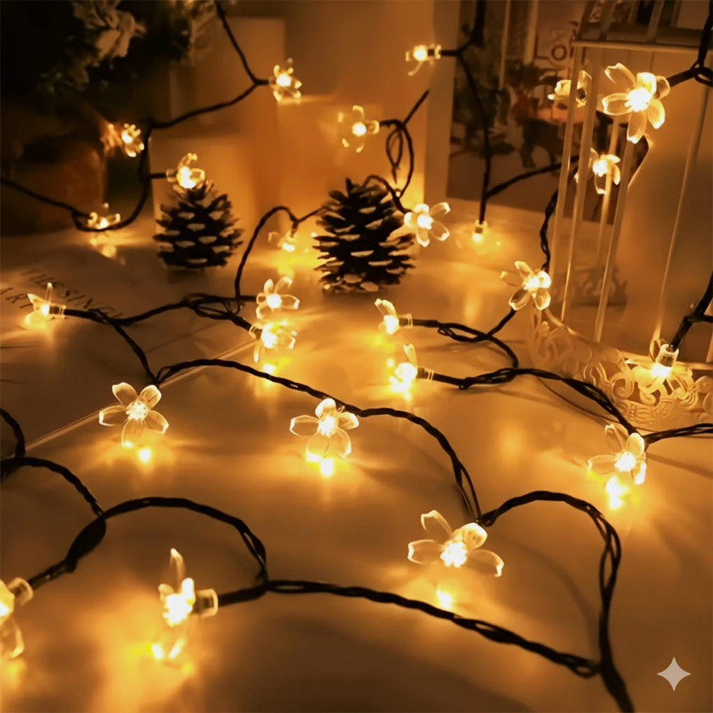 Solar Powered Cherry String Lights – Energy-Saving Outdoor Decorative LED Lamps for Garden, Patio, Holiday, and Party Ambience