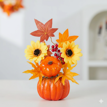 Decorative Maple Leaf and Pumpkin Ornament – Realistic Autumn Harvest Festival Arrangement for Home Scene Display and Seasonal Fall Decoration
