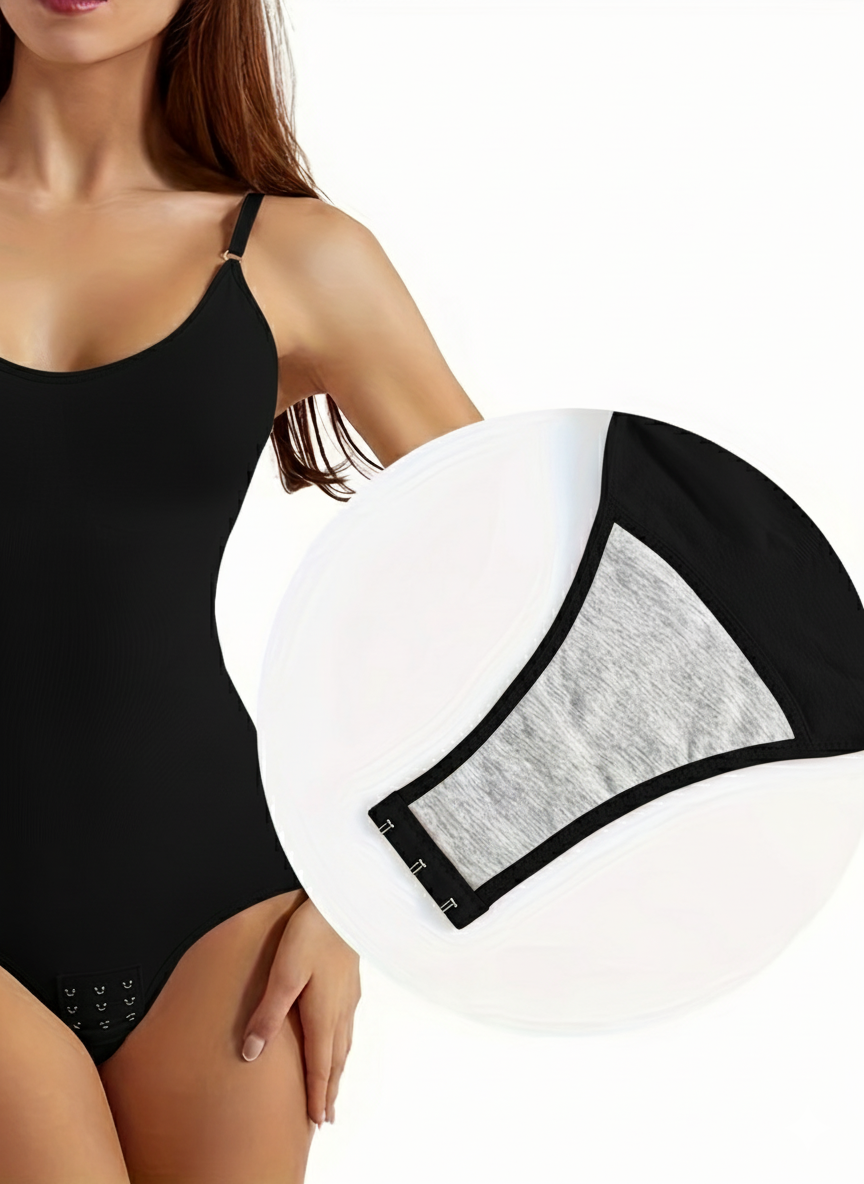 Women’s Seamless Bodysuit – Black Everyday Tummy Control Shaper with Butt Lifting, Compression Waist Trainer, and Breathable Nylon Fabric