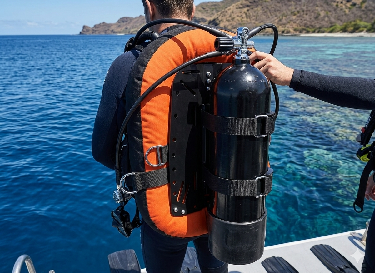 Scuba Diving Tank Adapter - Black Aluminum Single Tank Backplate Connector for Professional Diving BCD Equipment Setup