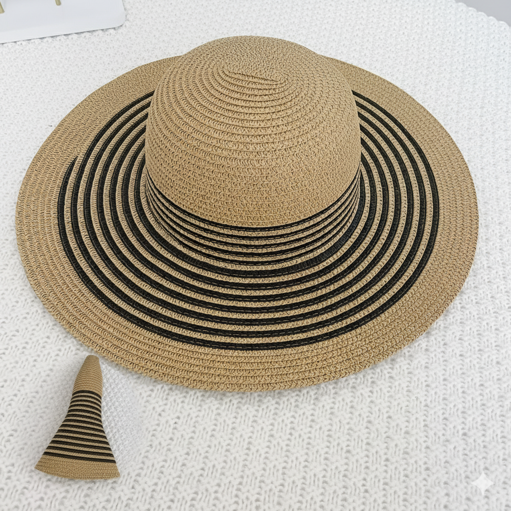 Bohemian Wide Brim Straw Hat and Bag Set – Women’s Summer Sun Hat with Matching Shoulder Bag, Beach and Travel Ready