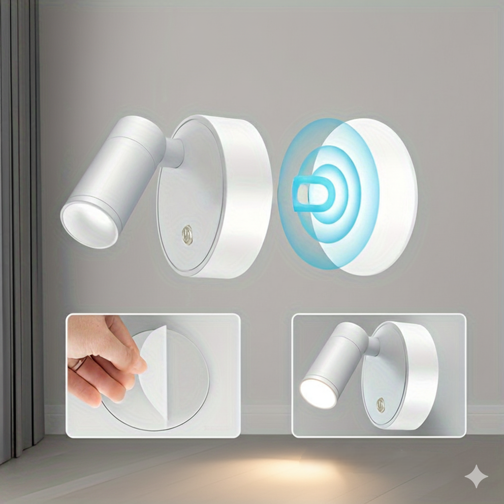 USB Rechargeable Smart LED Magnetic Wall Light – Spotlight with Touchpad Control, Adjustable Angle, Modern Design for Home, Office, and Ambient Lighting