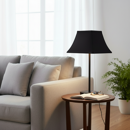 Hardback Black Fabric Lampshade Cover– Table Lamp Cover with White Lining, Modern Home Decor Accent
