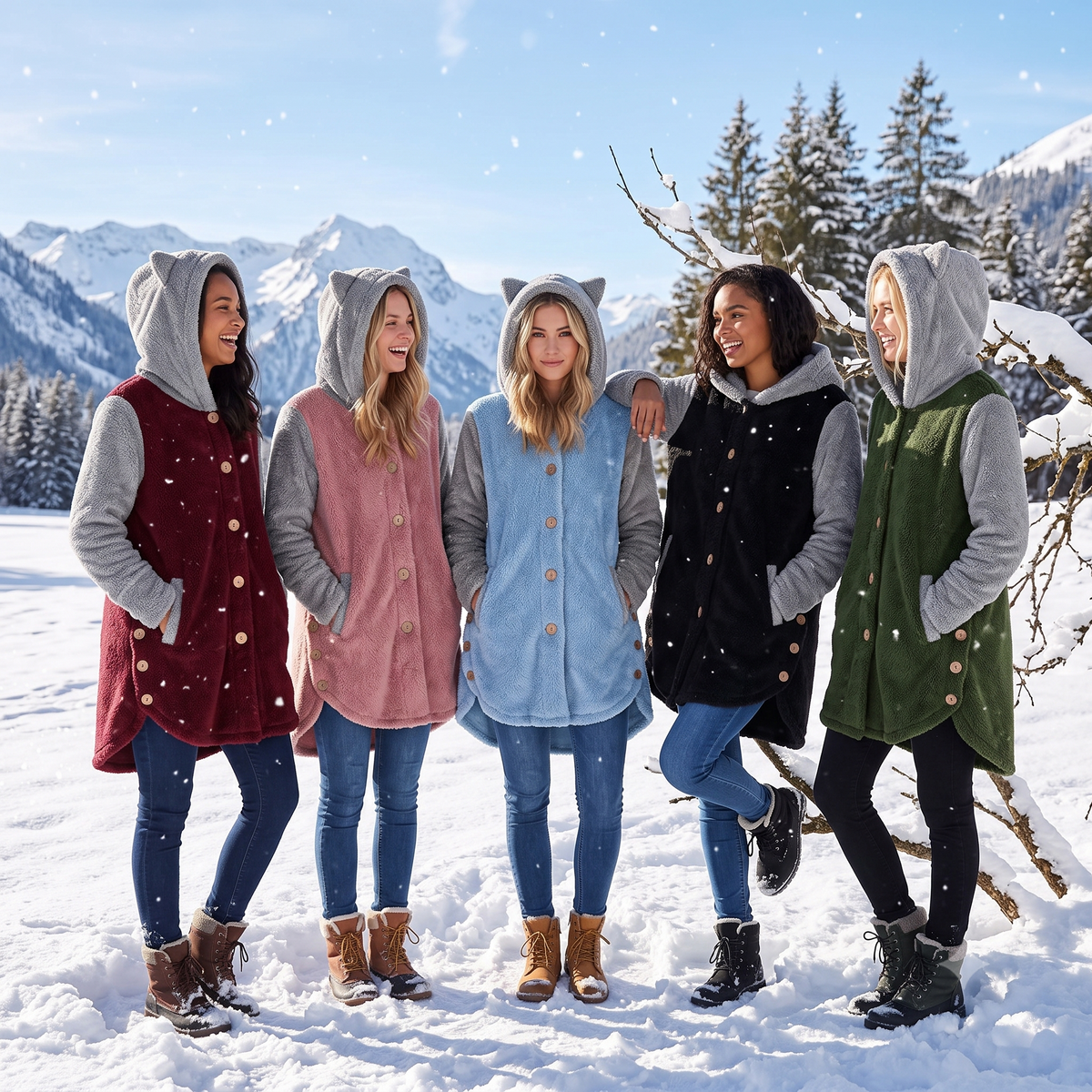 Women's Cat Ear Hoodie - Fleece Pullover Sweatshirt with Cute Print and Plus Size Comfort