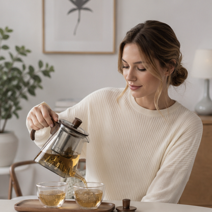 Glass Teapot with Infuser - Heat Resistant Tea Brewing Kettle for Herbal Tea, Flower Tea and Everyday Use