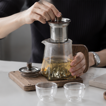 Glass Teapot with Infuser - Heat Resistant Tea Brewing Kettle for Herbal Tea, Flower Tea and Everyday Use