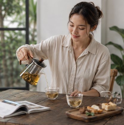 Glass Teapot with Infuser - Heat Resistant Tea Brewing Kettle for Herbal Tea, Flower Tea and Everyday Use