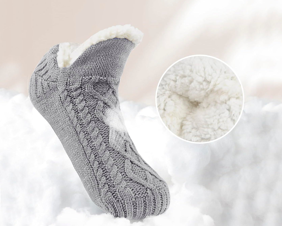 Electric Heated Foot Warmer Socks – Fleece-Lined Thermal Slipper Socks with Gel Grips, No-Slip Cozy Winter Indoor Heating for Men and Women