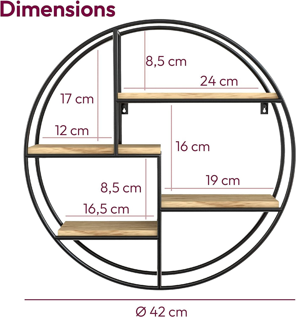 Industrial round wall shelf