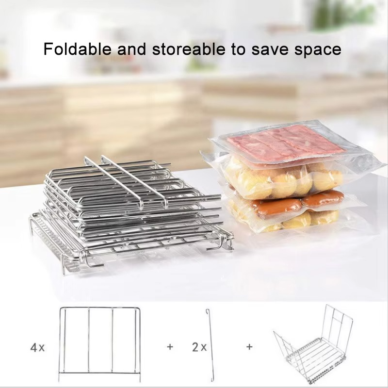 Adjustable Sous Vide Rack – 304 Stainless Steel Vacuum Pouch Separator for 11L & 25L Containers, Compatible with Immersion Circulators