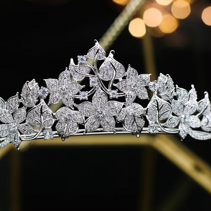 Cubic Zirconia Crown Tiara – Elegant Silver-Tone Bridal Headband for Women, Weddings, Birthdays, Parties and Special Occasions
