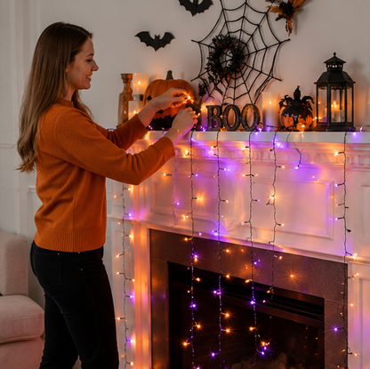Halloween LED String Lights – Purple and Orange Fairy Lights for Outdoor Terrace, Garden, Street, Home, Christmas, and Party Decor