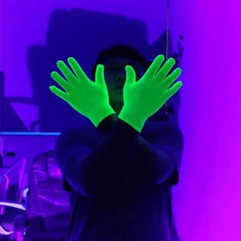 UV Glow Party Gloves – Luminous Fluorescent Neon Finger Gloves for Blacklight Parties, Night Events, New Year Celebrations and Costume Accessories