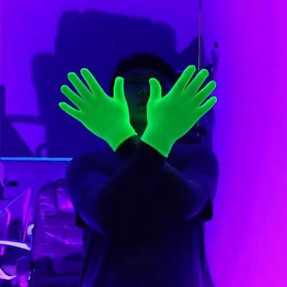 UV Glow Party Gloves – Luminous Fluorescent Neon Finger Gloves for Blacklight Parties, Night Events, New Year Celebrations and Costume Accessories