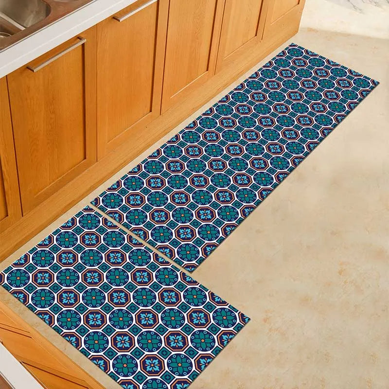 Non-Slip Kitchen Floor Mat & Runner – Printed Flannel with Dot-Grip Backing, 13 Prints