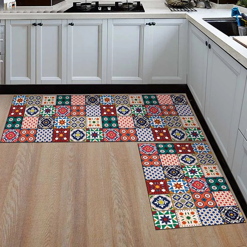 Non-Slip Kitchen Floor Mat & Runner – Printed Flannel with Dot-Grip Backing, 13 Prints