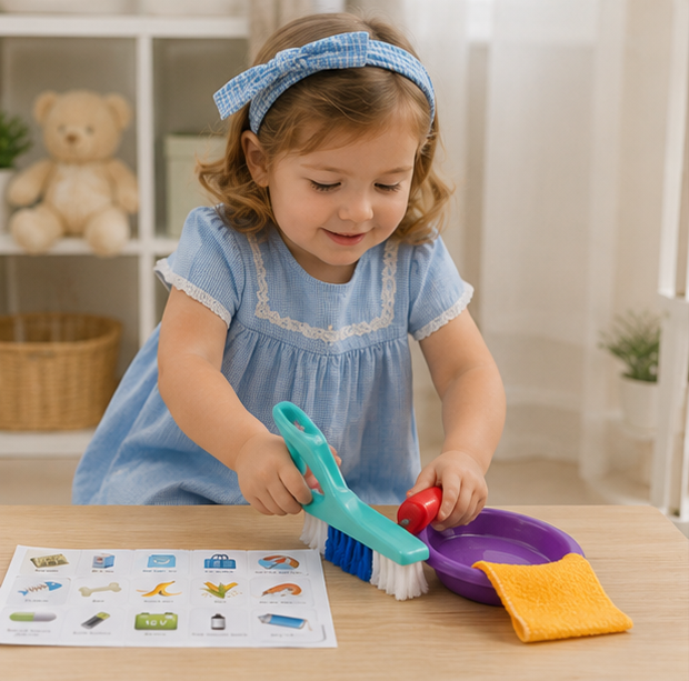 Kids Cleaning Toy Set - Pretend Play Housekeeping Kit with Sweeper and Vacuum Accessories for Learning Fun