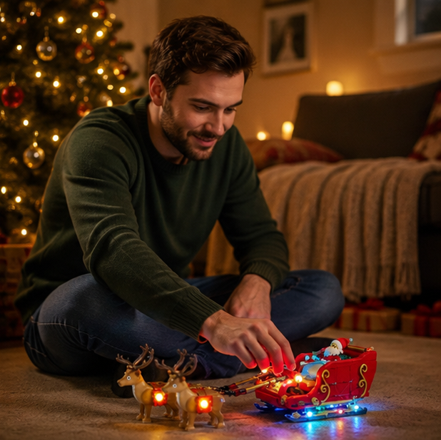 LED Light Kit for LEGO Santa's Sleigh – Decorative Lighting Upgrade for Christmas Building Block Display Models