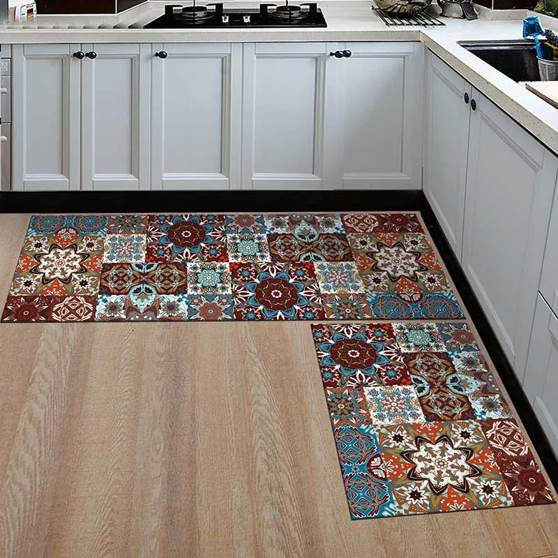 Non-Slip Kitchen Floor Mat & Runner – Printed Flannel with Dot-Grip Backing, 13 Prints