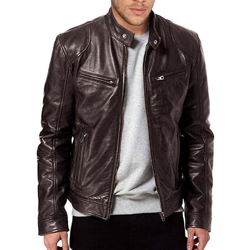 Leather Biker Collar Jacket