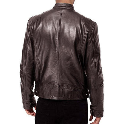 Leather Biker Collar Jacket