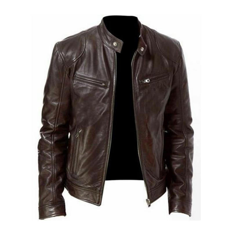 Leather Biker Collar Jacket