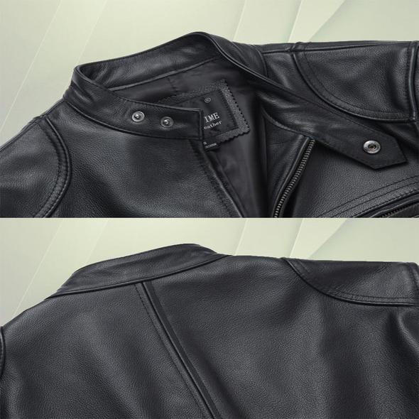 Leather Biker Collar Jacket