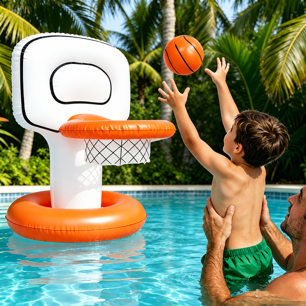 Inflatable Pool Basketball Hoop – PVC Water Game Set for Kids, Parent-Child Play, Summer Pool Parties and Creative Outdoor Fun